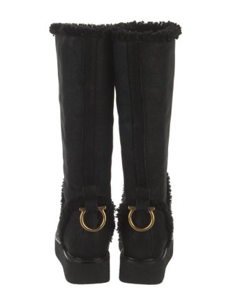 Salvatore Ferragamo Gancini Logo Suede Riding Boots