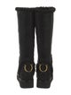 Salvatore Ferragamo Gancini Logo Suede Riding Boots