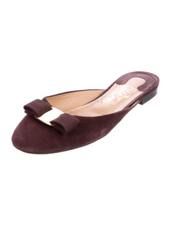 Salvatore Ferragamo Vara Bow Accent Suede Mules