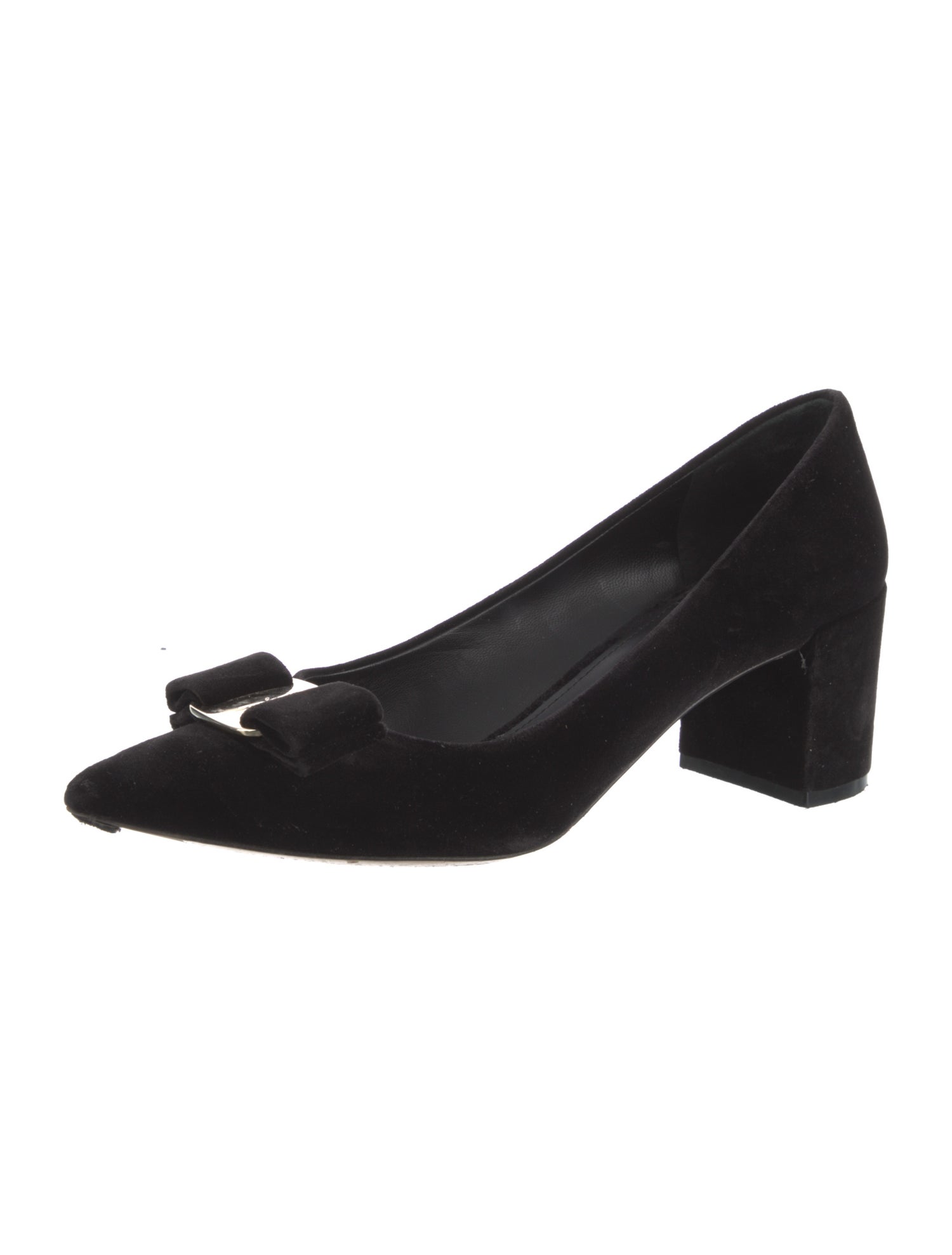 Salvatore Ferragamo Satin Bow Accents Pumps