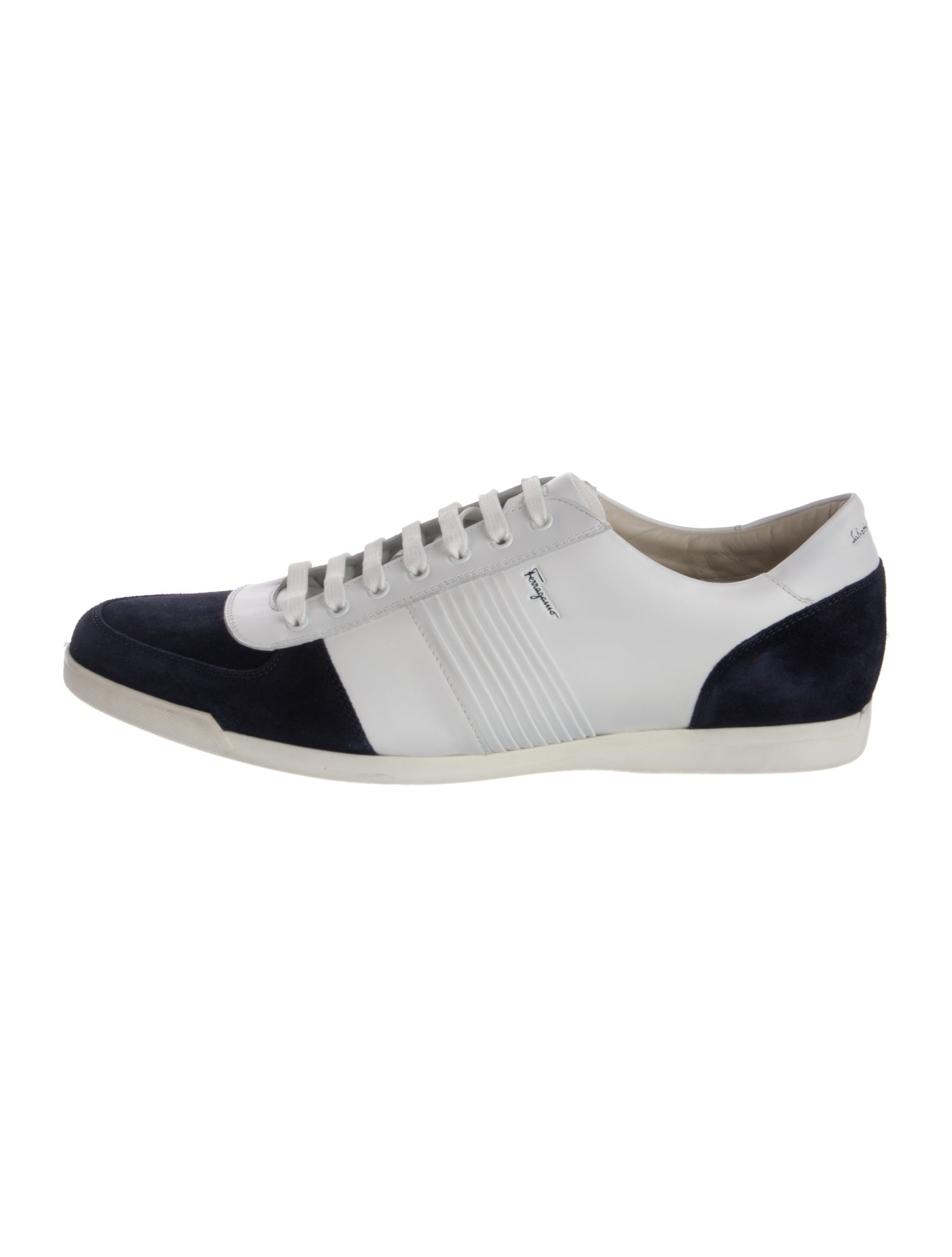 Salvatore Ferragamo Leather Colorblock Pattern Sneakers