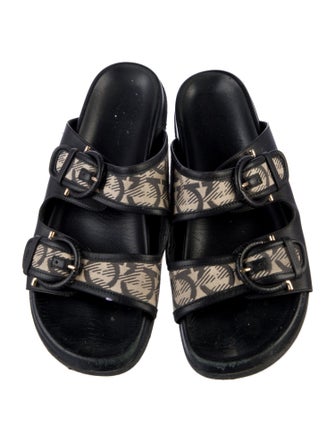 Salvatore Ferragamo Leather Printed Slides