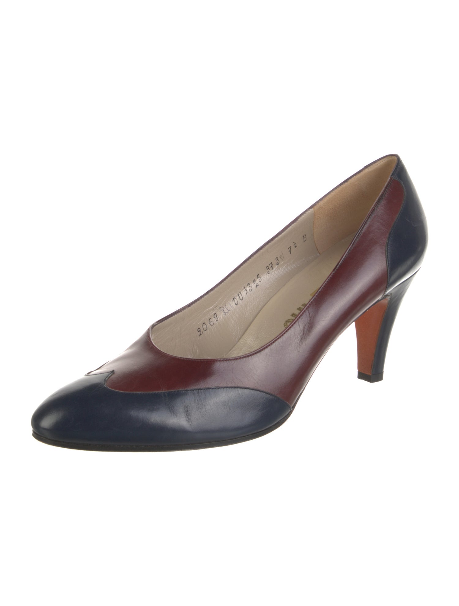 Salvatore Ferragamo Leather Colorblock Pattern Pumps