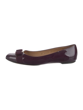 Salvatore Ferragamo Vara Bow Accent Patent Leather Ballet Flats