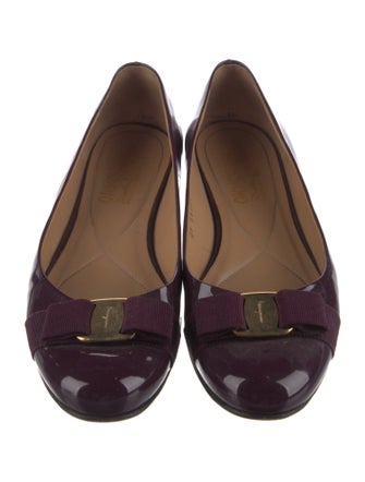 Salvatore Ferragamo Vara Bow Accent Patent Leather Ballet Flats