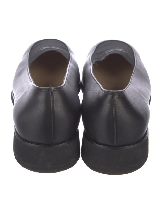 Salvatore Ferragamo Leather Embroidered Accent Loafers Blue Flats