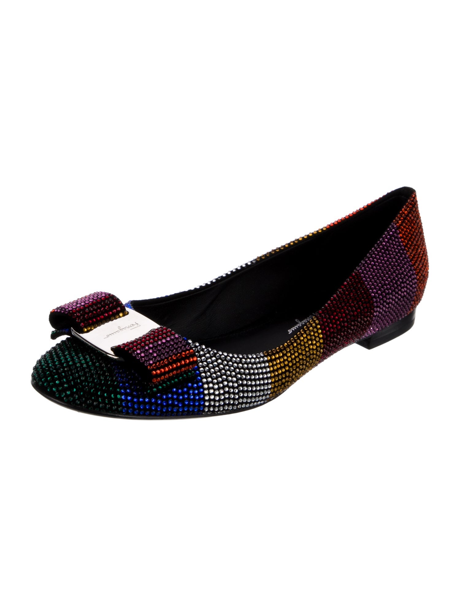 Salvatore Ferragamo Crystal Colorblock Pattern Flats