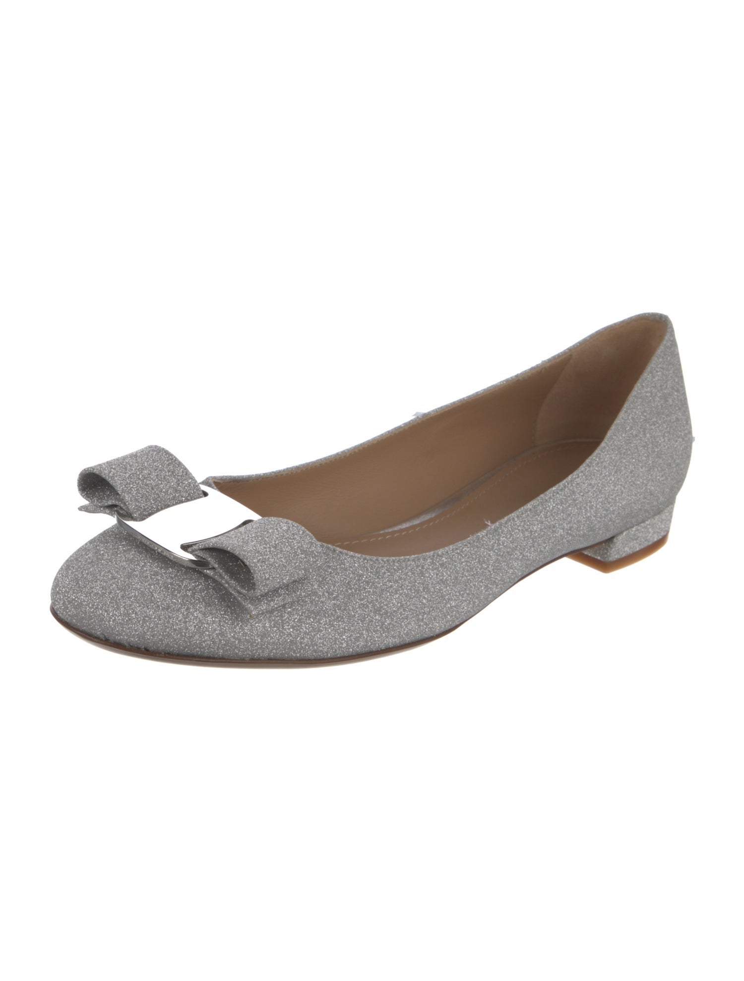 Salvatore Ferragamo Vara Bow Accent Glitter Flats