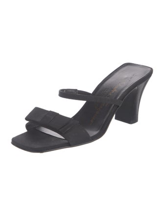 Salvatore Ferragamo Satin Bow Accents Slides