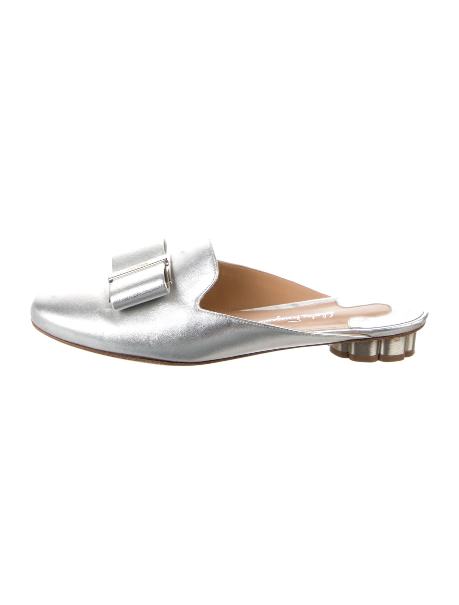 Salvatore Ferragamo Leather Bow Accents Mules