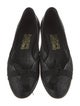Salvatore Ferragamo Raffia Bow Accents Ballet Flats