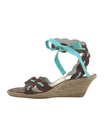 Salvatore Ferragamo Sandals Suede Colorblock Pattern Espadrilles 10