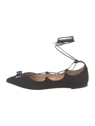 Salvatore Ferragamo Suede Bow Accents Flats
