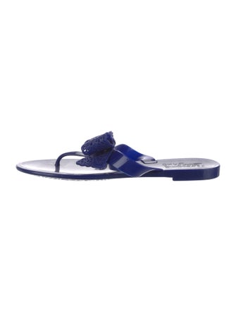 Salvatore Ferragamo Rubber Bow Accents Slides