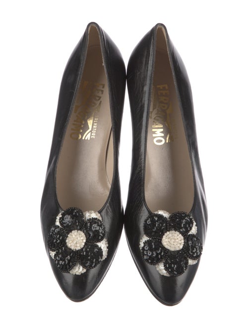 Salvatore Ferragamo Leather Sequin Embellishments Flats