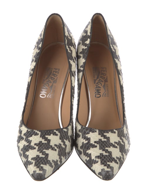Salvatore Ferragamo Snakeskin Houndstooth Print Pumps