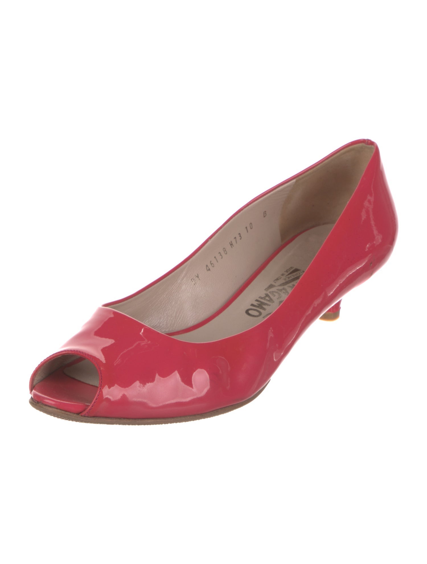Salvatore Ferragamo Patent Leather Bow Accents Pumps