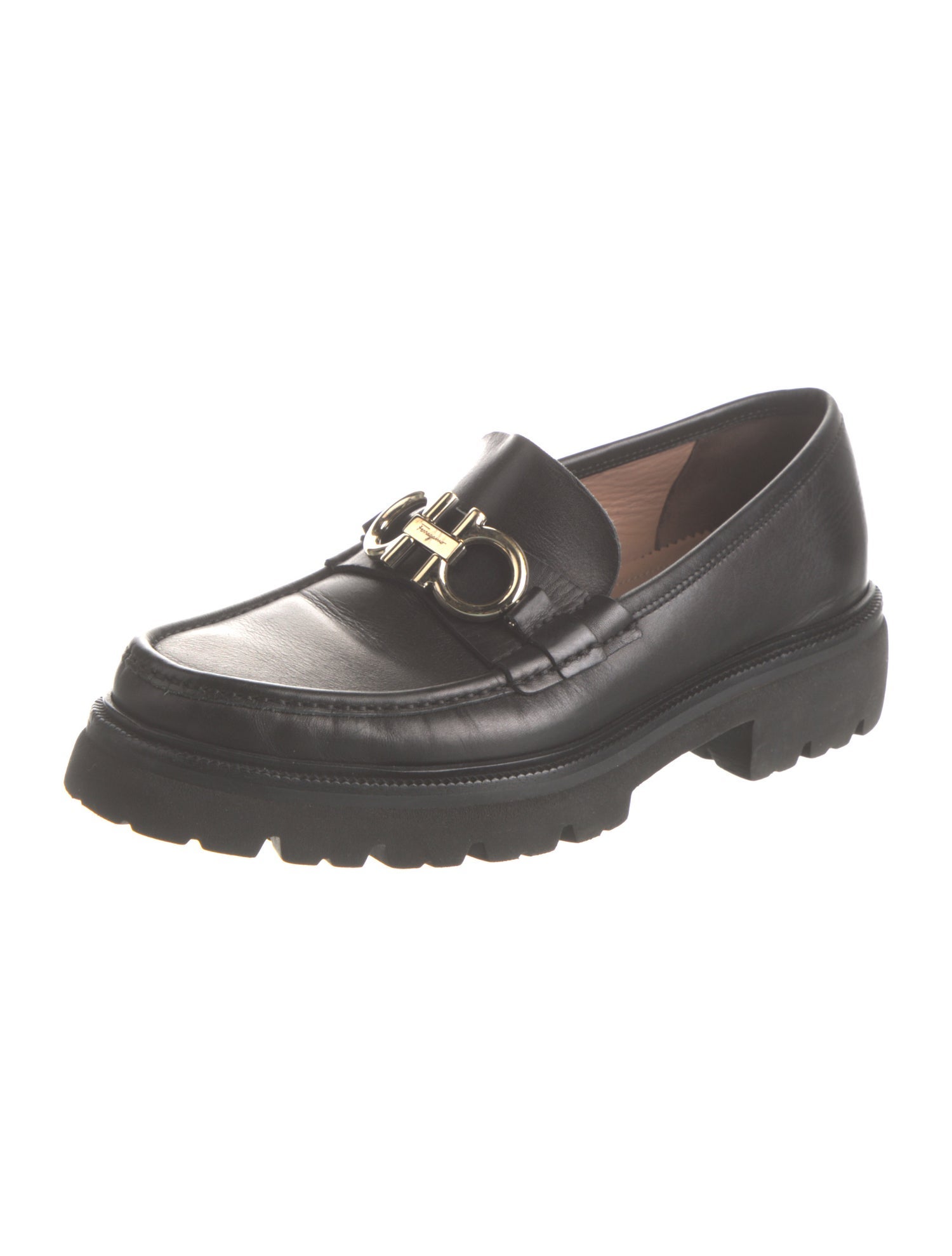 Salvatore Ferragamo Gancini Logo Leather Loafers