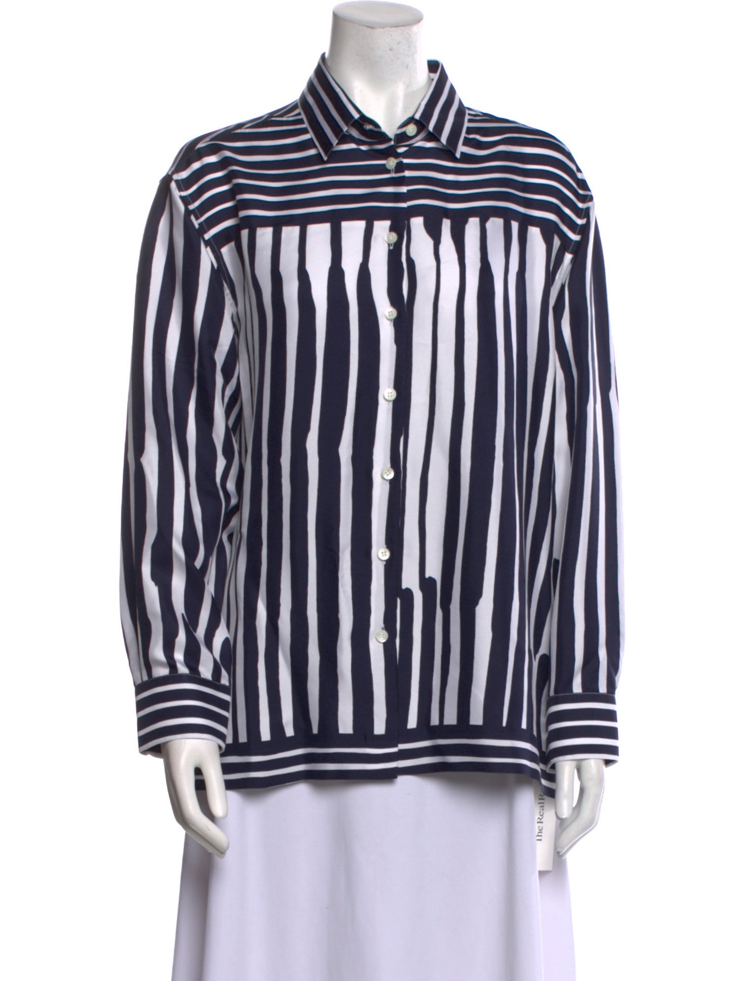 Salvatore Ferragamo Silk Striped Button-Up Top