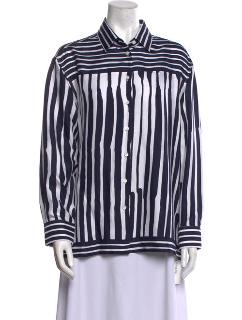 Salvatore Ferragamo Silk Striped Button-Up Top