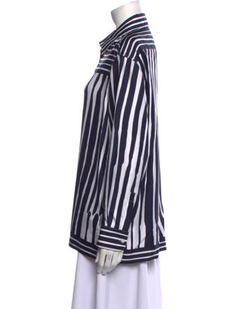 Salvatore Ferragamo Silk Striped Button-Up Top