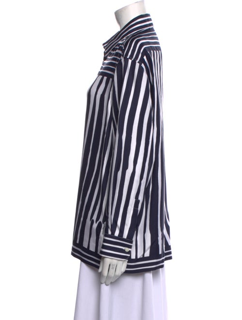 Salvatore Ferragamo Silk Striped Button-Up Top