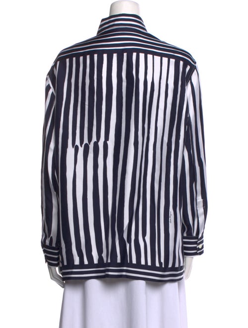 Salvatore Ferragamo Silk Striped Button-Up Top