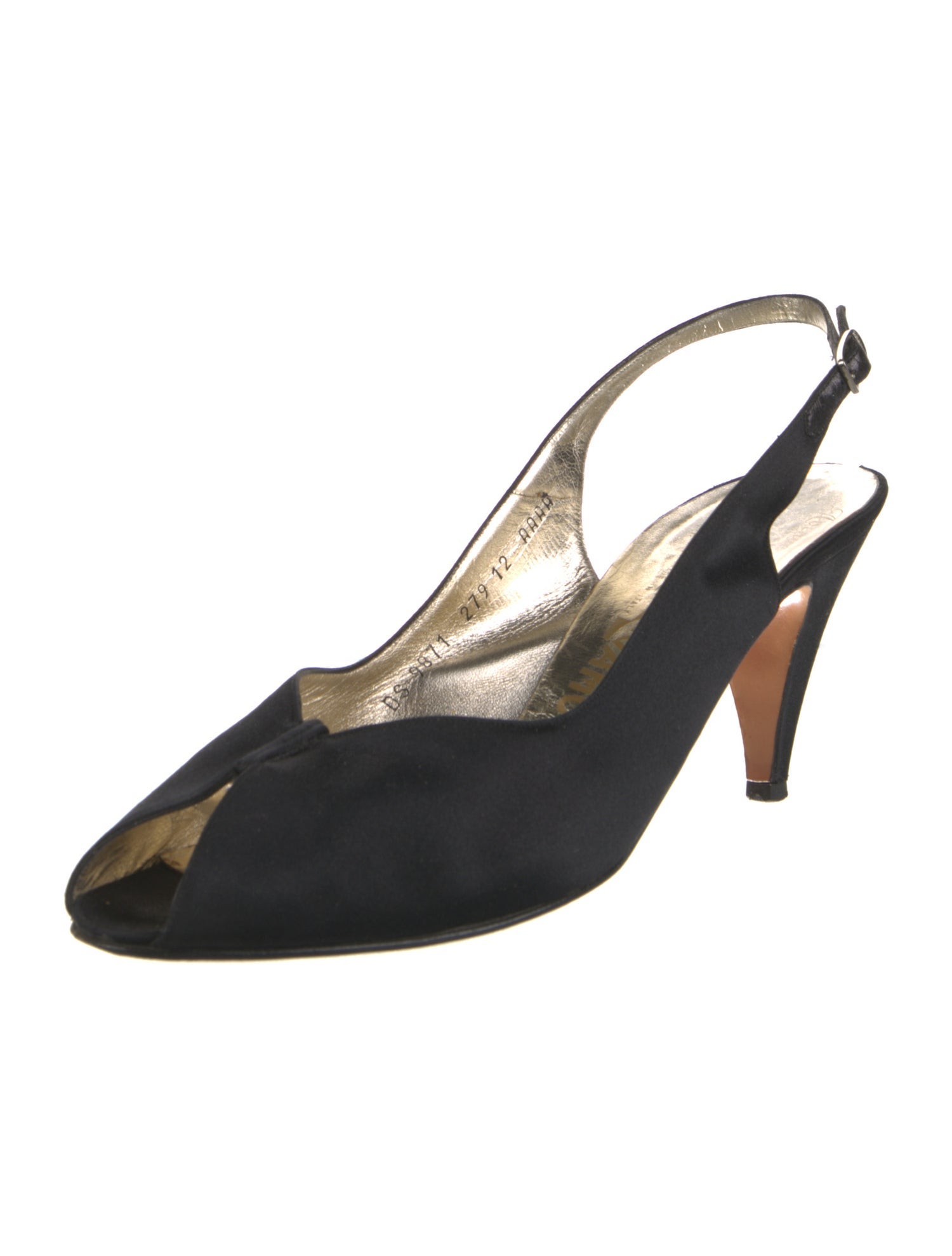 Salvatore Ferragamo Satin Cutout Accent Slingback Pumps