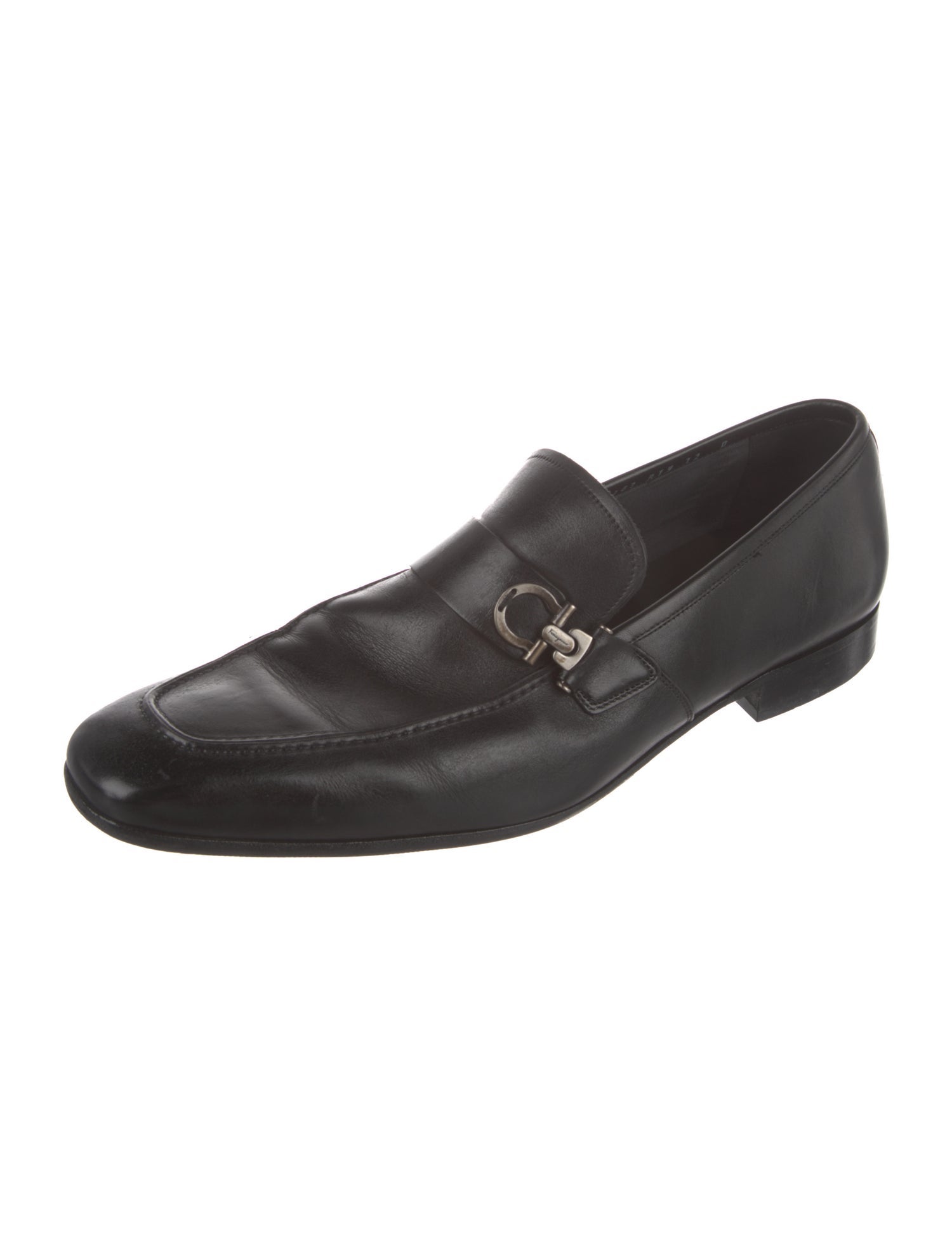 Salvatore Ferragamo Gray Calfskin Slip-On Loafers