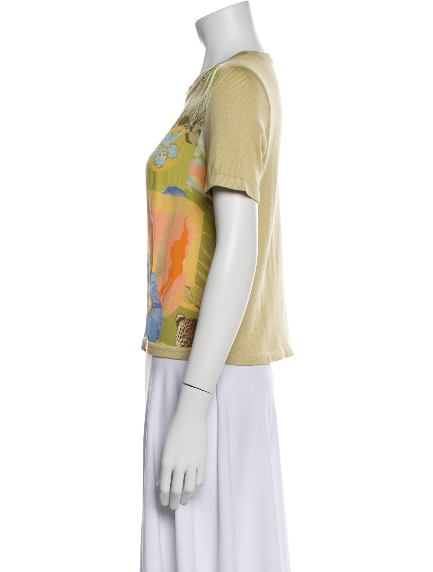 Salvatore Ferragamo Silk Floral Print T-Shirt