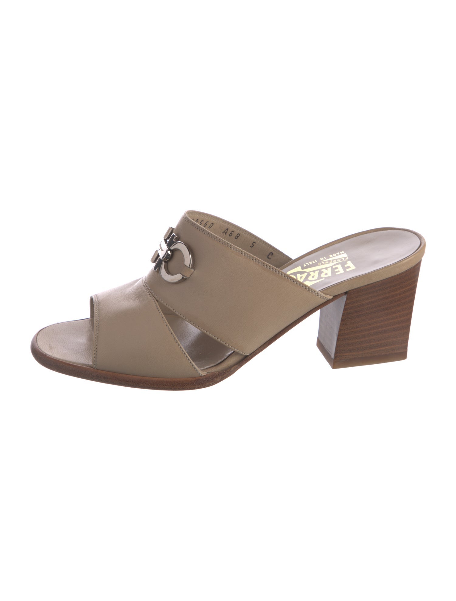 Salvatore Ferragamo Gancini Logo Leather Slides