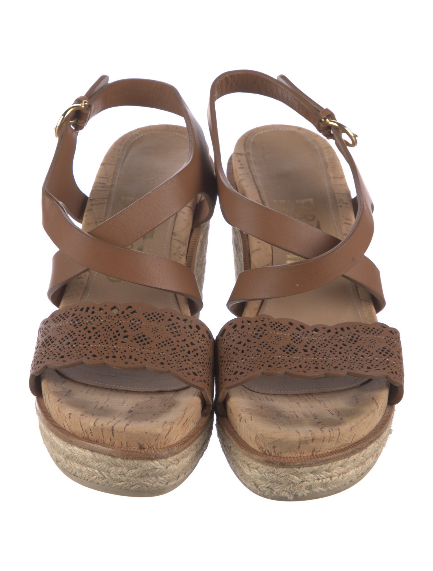 Salvatore Ferragamo Leather Lasercut Accents Espadrilles