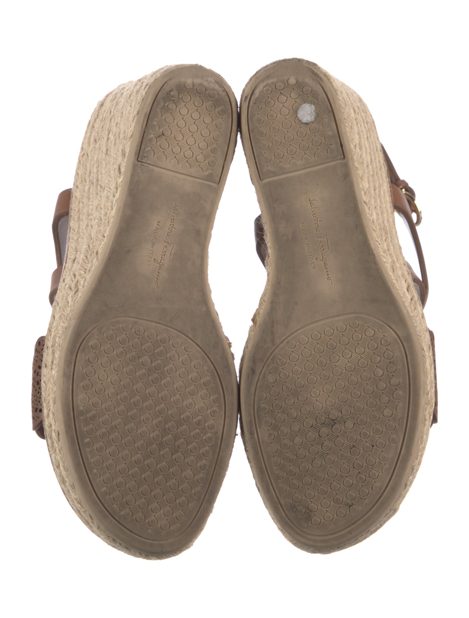 Salvatore Ferragamo Leather Lasercut Accents Espadrilles