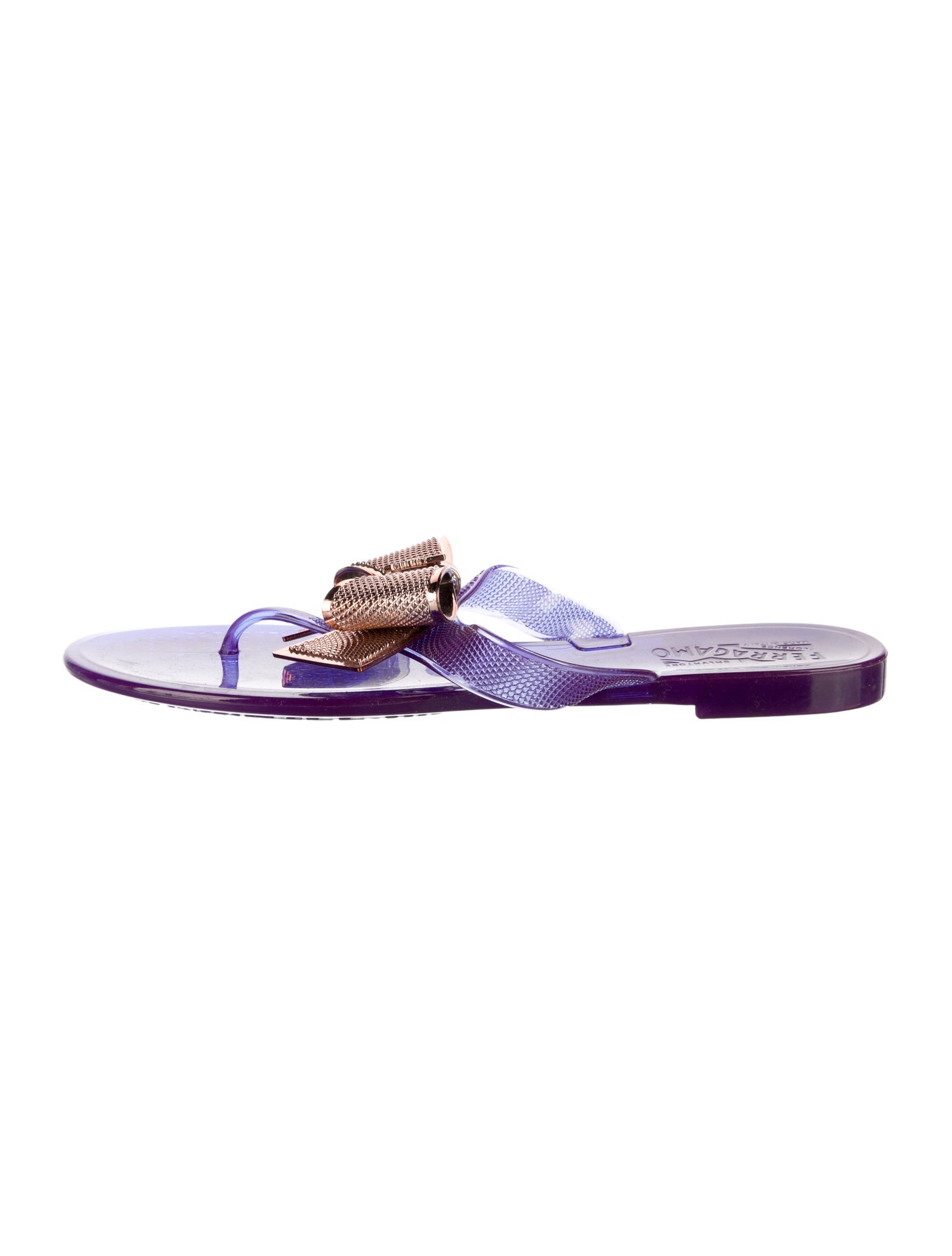 Salvatore Ferragamo Rubber Bow Accents Slides
