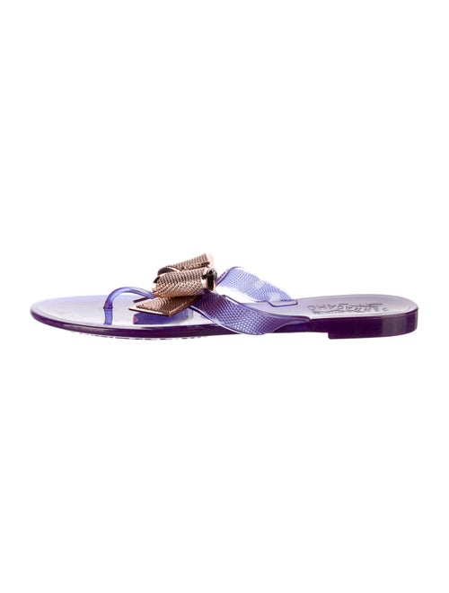 Salvatore Ferragamo Rubber Bow Accents Slides