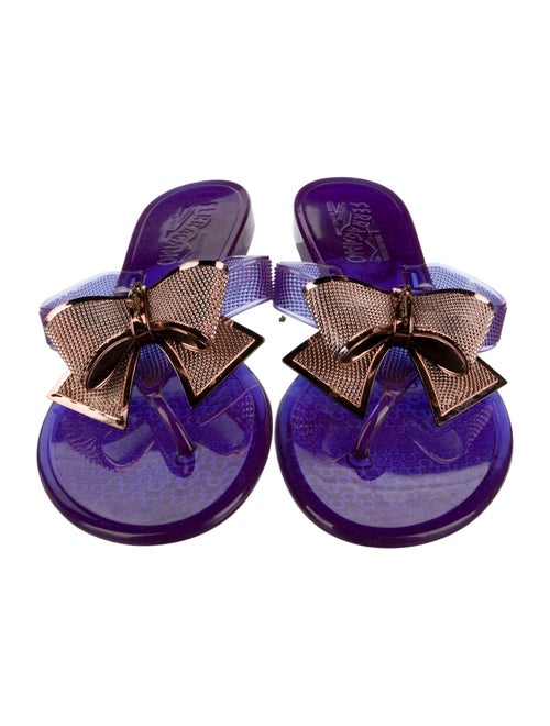 Salvatore Ferragamo Rubber Bow Accents Slides