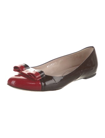Salvatore Ferragamo Vara Bow Accent Patent Leather Ballet Flats