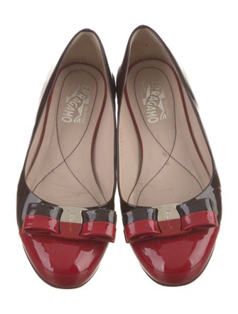 Salvatore Ferragamo Vara Bow Accent Patent Leather Ballet Flats
