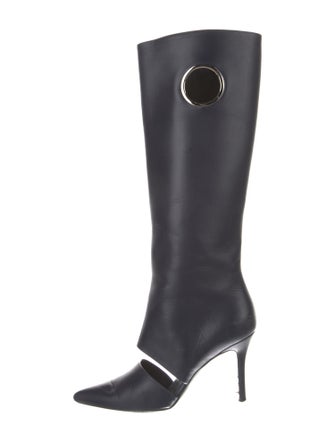 Salvatore Ferragamo Leather Cutout Accent Boots