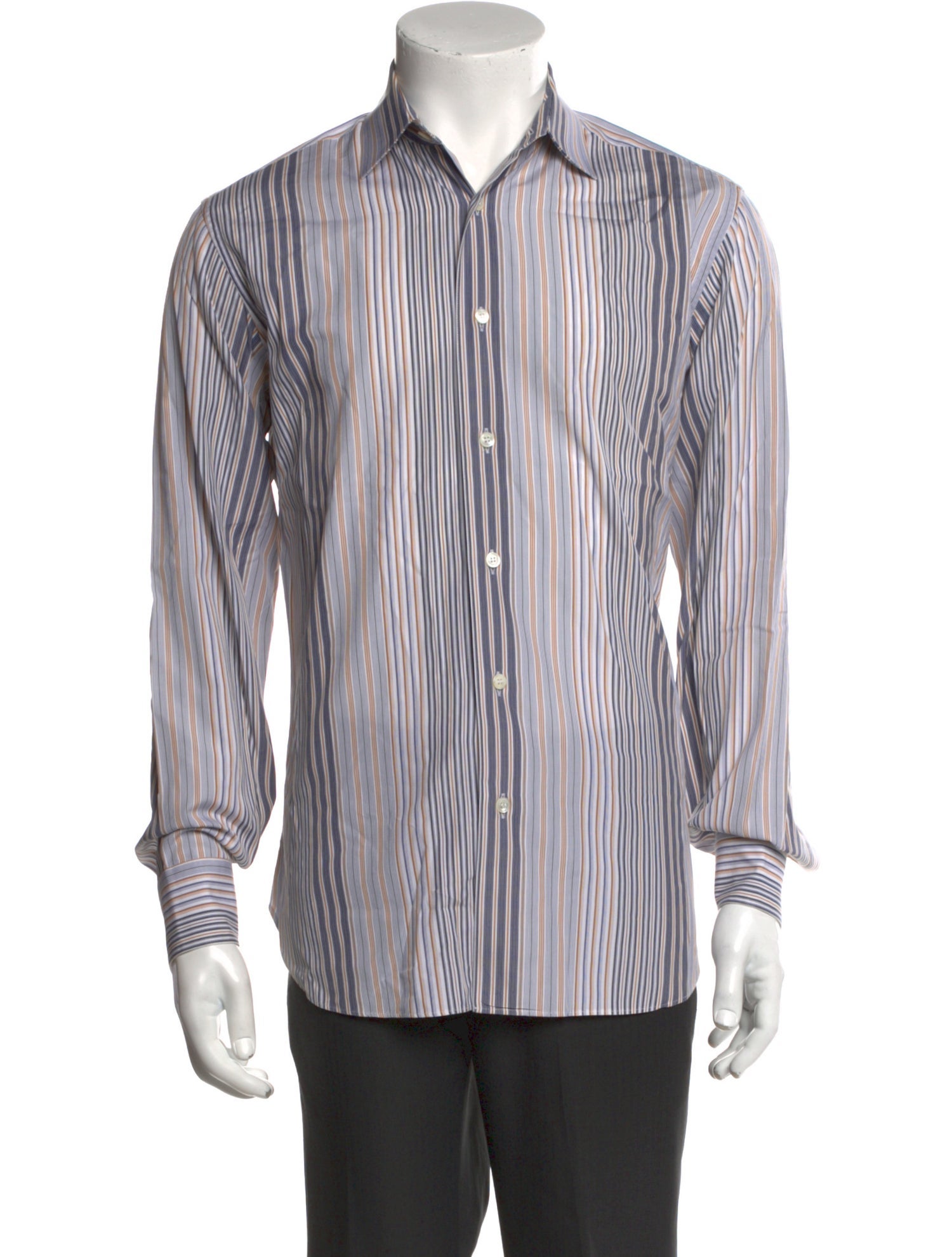 Salvatore Ferragamo Striped Long Sleeve Dress Shirt
