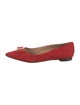 Salvatore Ferragamo Suede Bow Accents Ballet Flats