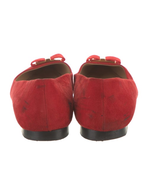 Salvatore Ferragamo Suede Bow Accents Ballet Flats