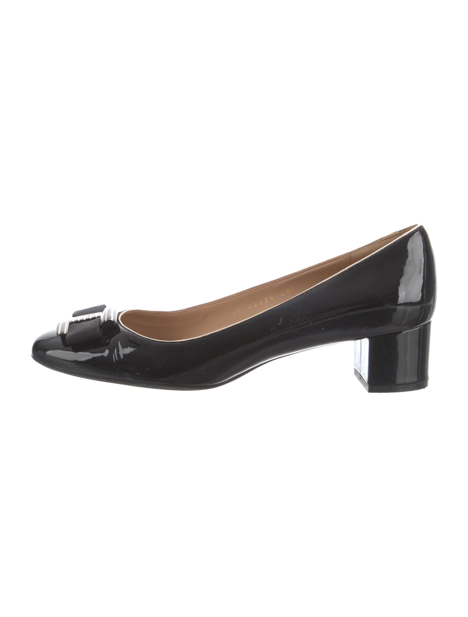 Salvatore Ferragamo Patent Leather Bow Accents Pumps