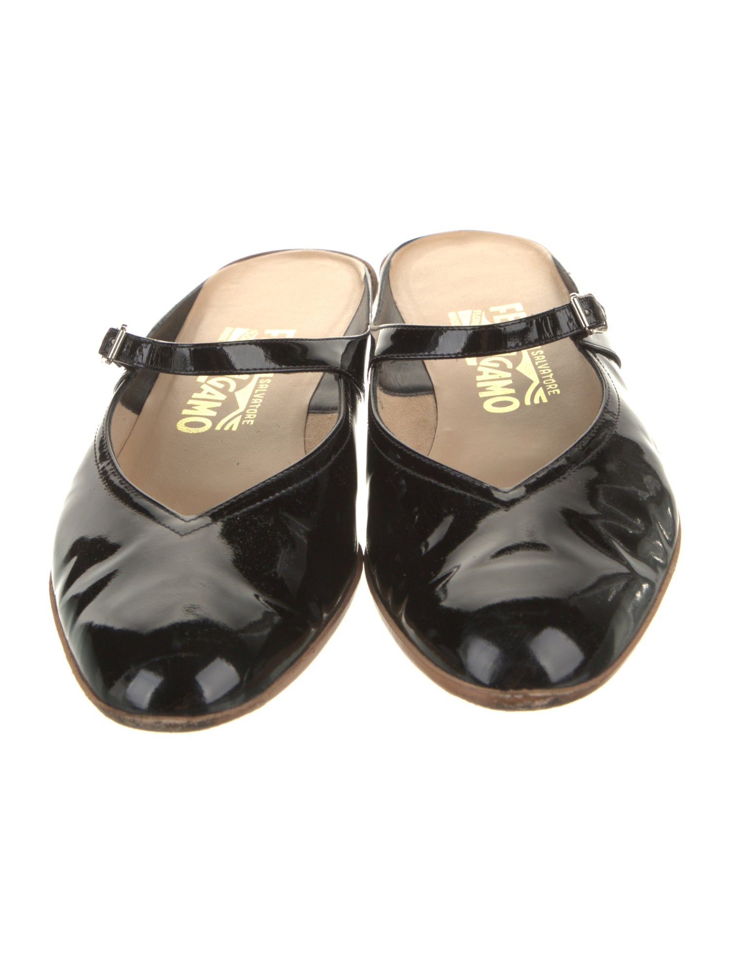Salvatore Ferragamo Vara Bow Accent Patent Leather Mules