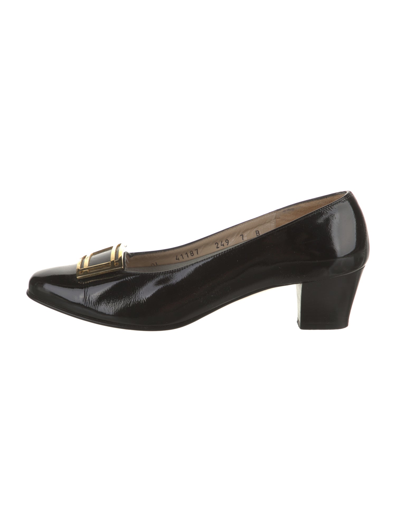 Salvatore Ferragamo Patent Leather Striped Pumps