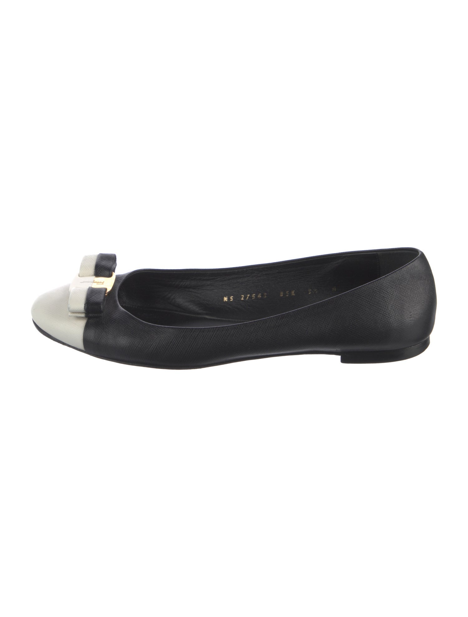Salvatore Ferragamo Vara Bow Accent Leather Ballet Flats
