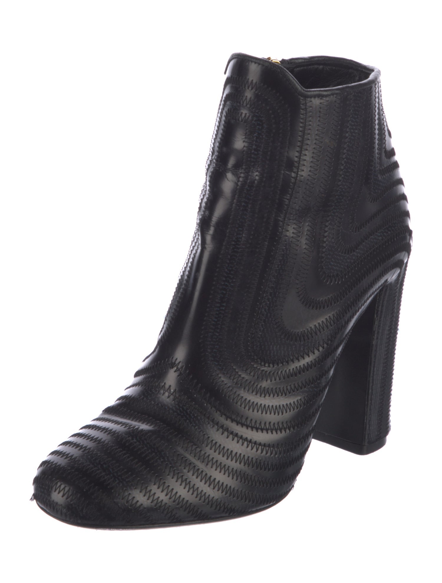 Salvatore Ferragamo Leather Embroidered Accent Boots