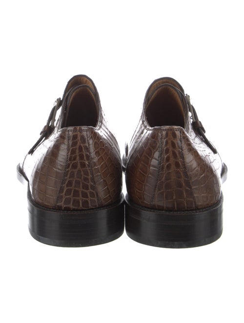 Salvatore Ferragamo Embossed Leather Monk Straps