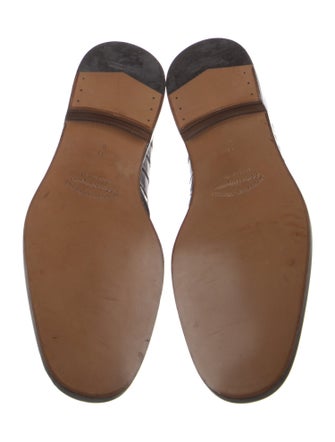 Salvatore Ferragamo Embossed Leather Monk Straps