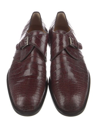 Salvatore Ferragamo Crocodile Monk Straps